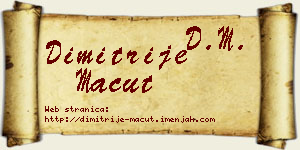 Dimitrije Macut vizit kartica